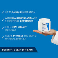 CeraVe Moisturizing Cream 48H – Hydrating Body and Face Moisturizer with Hyaluronic Acid & Ceramides – Fragrance-Free for Dry to Very Dry Skin