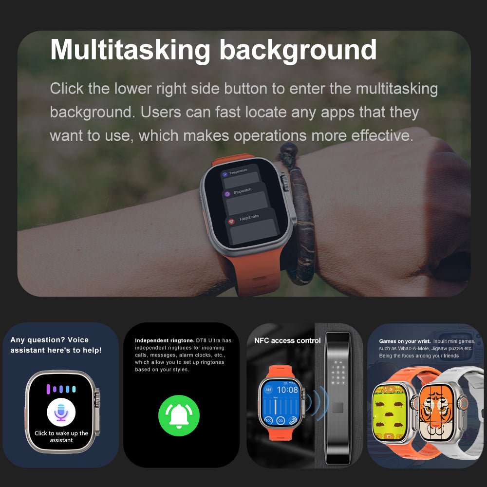X8 Ultra Max Smartwatch with Multitasking Features – Bluetooth, NFC, Sleep Monitoring, and More | Health & Fitness Tracker